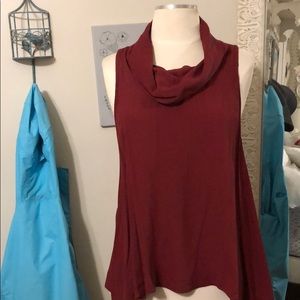 Burgundy Cowl Neck Tank Top
